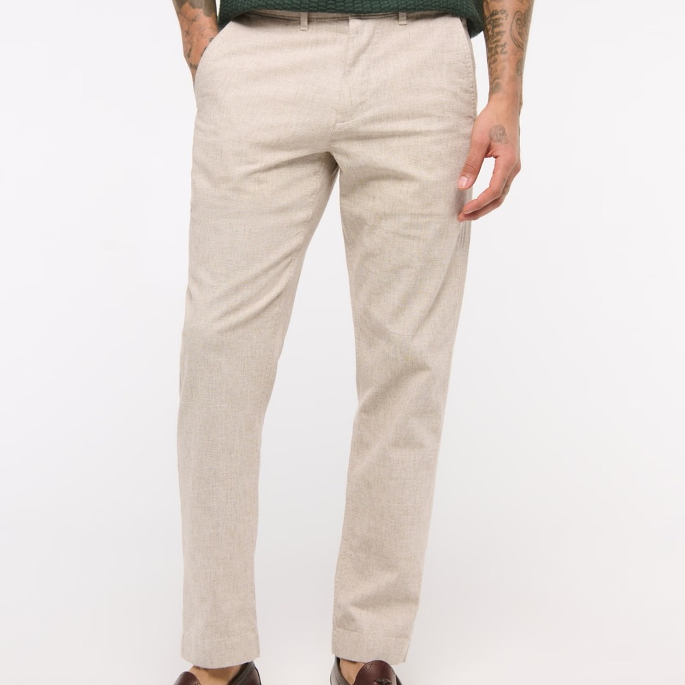 Abercrombie & Fitch Men's Straight Linen-Blend Chino